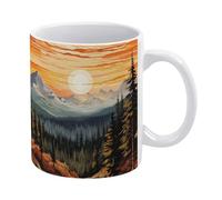 Tasse en céramique avec paysage de coucher de soleil sur les montagnes, tasse à café avec coucher de soleil sur les montagnes - Idée d'anniversaire amusante pour maman, papa, mari, femme - Tasse à ca