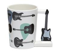 Tasse en céramique avec poignée de guitare, design original, idéal pour les collectionneurs et les amateurs de musique, résistant et passe au lave-vaisselle.