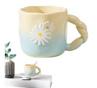 Tasse en céramique avec poignée en forme de marguerite, pour boire de la | Tasse en céramique - Poignée en forme de marguerite pour thé, café, lait, bière, boissons chaudes et froides le matin