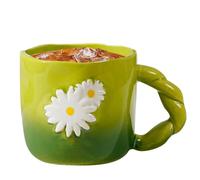 Tasse en céramique avec poignée en forme de marguerite, pour boire de la | Tasse en céramique - Poignée en forme de marguerite pour thé, café, lait, bière, boissons chaudes et froides le matin
