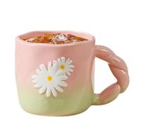 Tasse en céramique avec poignée en forme de marguerite, pour boire de la | Tasse en céramique - Poignée en forme de marguerite pour thé, café, lait, bière, boissons chaudes et froides le matin