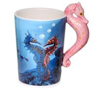 Tasse en céramique avec poignée en forme d'hippocampe, design élégant et original, idéal pour un usage quotidien et la décoration.