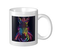 Tasse en céramique avec tête de zèbre arc-en-ciel fluo - Tasse à café élégante pour la maison et le bureau - 325 ml