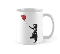 Tasse En Céramique Banksy Fille Avec Ballon En Forme De Cœur Doodle Street Avec Poignée Mug Colorées Tasses À Café Pour Boissons Collègue Lait