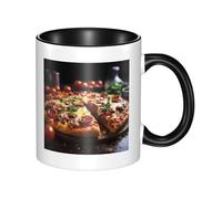 Tasse en céramique bicolore à grande poignée, tasse classique à saucisse tentante, convient pour le bureau et la maison, passe au micro-ondes