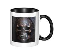 Tasse en céramique bicolore à grande poignée, tasse classique en cuivre avec tête de mort, adaptée pour le bureau et la maison, passe au micro-ondes