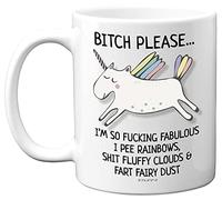 Tasse en céramique Bitch Please I'm So Fabulous Unicorn de 325 ml, passe au lave-vaisselle, cadeaux amusants pour femme, cadeau d'anniversaire, service à thé pour adultes, cadeau licorne, Noël, pour