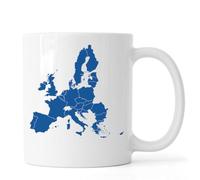 Tasse en céramique blanche avec carte des États membres de l'Union européenne