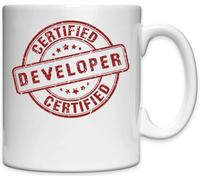 Tasse en céramique blanche avec tampon pour développeur Web et programmeur certifié