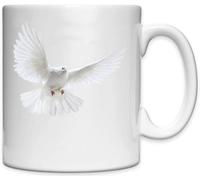 Tasse en céramique blanche colombe ailes écartées pigeon blanc
