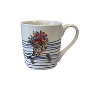 Enesco Tasse en céramique Blanche rayée Guépard en coffret cadeau - Dimensions de la tasse : Hauteur 8.7 cm - Diamètre 8 cm BLANC