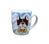 ENESCO Tasse en céramique Bouledogue Eccentric Dog - H. 10 cm - D. 8.5 cm BLANC