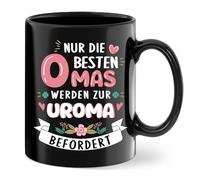 Tasse en céramique - Cadeau de naissance - Seules les meilleures mamies sont promues vers l'urome - Tasse à café idée cadeau pour future arrière-grand-mère - Annonce de grossesse - Tasse noire en