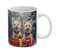 Tasse En Céramique Chien De Noël Souriant West Highland White Terrier Avec Poignée Mug Thé Colorées Coffee Mugs Pour Lait Homme Frère