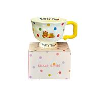 Tasse en céramique de 370 ml pour la maison chinoise simple résistante aux hautes températures - Un ours à point de vague