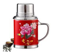 Tasse en céramique de café, tasse à thé en céramique - Tasse vintage chinoise - 460 ml de boissons nostalgiques Coupe d'eau souvenir avec couvercle pour couples