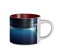 Tasse en céramique de grande capacité avec motif éléphant africain nageur, corps délicat, corps épais, simple et élégant