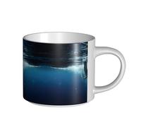 Tasse en céramique de grande capacité avec motif éléphant africain nageur, corps délicat, corps épais, simple et élégant