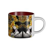 Tasse en céramique de grande capacité mère et bébé éléphant tournesols corps délicat, corps épais, simple et élégant
