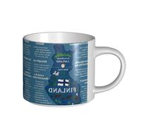 Tasse en céramique de grande capacité, motif carte de la Finlande avec différents exploits, parfait pour les cafés, design élégant avec poignée en C confortable