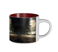 Tasse en céramique de grande capacité, motif palmier tropical, plage tropicale, pleine lune, nuit étoilée, corps délicat, corps épais, simple et élégant