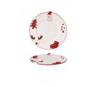 Tasse En Céramique De Noël Tasse Du Père Plateau Pot Crème Wapiti Assiette Nourriture Occidentale (Assiette ronde - grande)