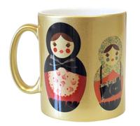 Tasse en céramique dorée poupées russes cbkreation
