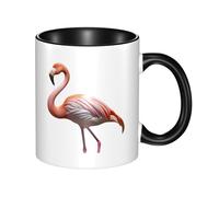 Tasse en céramique double couleur flamant rose, tasse classique à grande anse, adaptée pour le bureau et la maison - Passe au micro-ondes