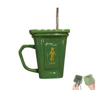 Tasse en céramique en forme de toilettes accroupies, tasse amusante for toilettes accroupies, tasses à café originales, tasse à boire amusante for la salle de bain(Green)