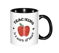 Tasse en Céramique Enseigner Est Un Travail De Cœur Rigolo Fun Café Mug Multicoloré Collègue Tasses À Café 11Oz