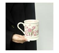 Tasse En Céramique Grande Capacité Eau Lait Thé Bureau À Domicile Café Couple (Pivoine rose,380 ml)