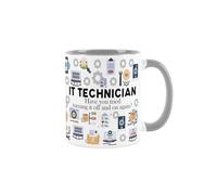 Tasse en céramique grise pour technicien informatique et support informatique pour thé/café boissons chaudes