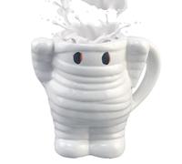 Tasse en céramique Halloween, tasse à café en céramique blanche mignonne avec motif momies, récipients saisonniers pour boissons chaudes et froides comme le lait ou l'eau