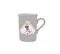 ENESCO Tasse en céramique Hibiscus Eccentric Dogn - H.10 cm - D. 7.5 cm BLANC