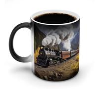 Tasse en céramique imprimée avec locomotive à vapeur et train, tasse amusante à changement de couleur, tasse à café à décoloration, tasse à changement de couleur personnalisée avec poignée, cadeau uni