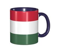 Tasse en céramique imprimée drapeau de la Hongrie de qualité supérieure - Tasse en céramique bleu marine personnalisée, parfaite pour servir du café, du thé et du lait.