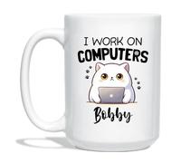 Tasse en Céramique Je Travaille sur des Ordinateurs Tasse À Café Drôle Café Tasses Rigolo Tasses en Porcelaine pour Idée Cadeaus Anniversaire Bureau 330 ML