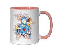 Tasse en céramique Jésus Christ Sacré-Cœur catholique Art chrétien Rose