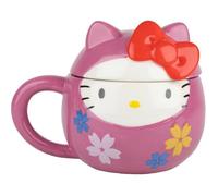 Konix Tasse en céramique Hello Kitty Mug 3D 320 ml Motif Daruma Rose