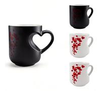 Tasse en Céramique Magique À Couleur Changeante en Forme de Cœur, Tasse À Café Activée Par la Chaleur avec Poignée pour Adultes