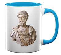 Tasse en céramique Marcus Aurelius en forme de buste de l'Empire romain de l'Ouest Bleu clair