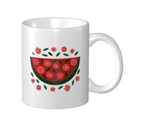 Tasse en céramique minimaliste avec tranche de pastèque avec fleur, tasse à café élégante pour la maison et le bureau, 325 ml