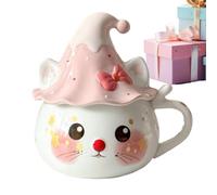 Tasse en céramique motif chat chapeau de sorcière réutilisable pour café | Chapeau de sorcière pour Halloween, maison, cuisine, pique-nique, randonnée, camping, voyage, Halloween, Nouvel An
