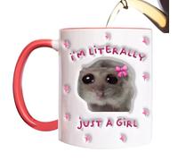 Tasse en céramique motif hamster triste | Tasse à thé amusante en céramique 350 ml | Littéralement juste une fille mignonne en céramique pour le vin, le cacao chaud, le latte