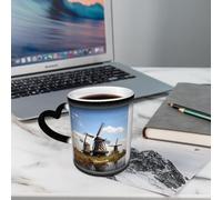 Tasse en céramique moulins à vent imprimer tasse à changement de couleur sensible à la chaleur dans le ciel tasses à café tasse en céramique 330 ml