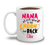 Tasse en Céramique Nana, Je t'aime Jusqu'À La Lune Et Retour Tasse À Café Fine Café Tasses Rigolo Tasses en Porcelaine pour Cadeau Fêtes Papa Cadeaux Cadeauxs 330 ML