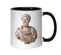 Tasse en céramique noire avec buste de l'Empire romain de l'Ouest Marcus Aurelius