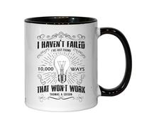 Tasse en céramique noire avec inscription « I Haven't Failed I've Just Found 10000 Ways That Don't Work Thomas Edison »