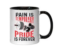 Tasse en céramique noire avec logo Pain Is Temporary Pride Is Forever Gym
