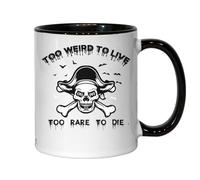 Tasse en céramique noire avec motif crâne de pirate Too Weird To Live Too Rare To Die